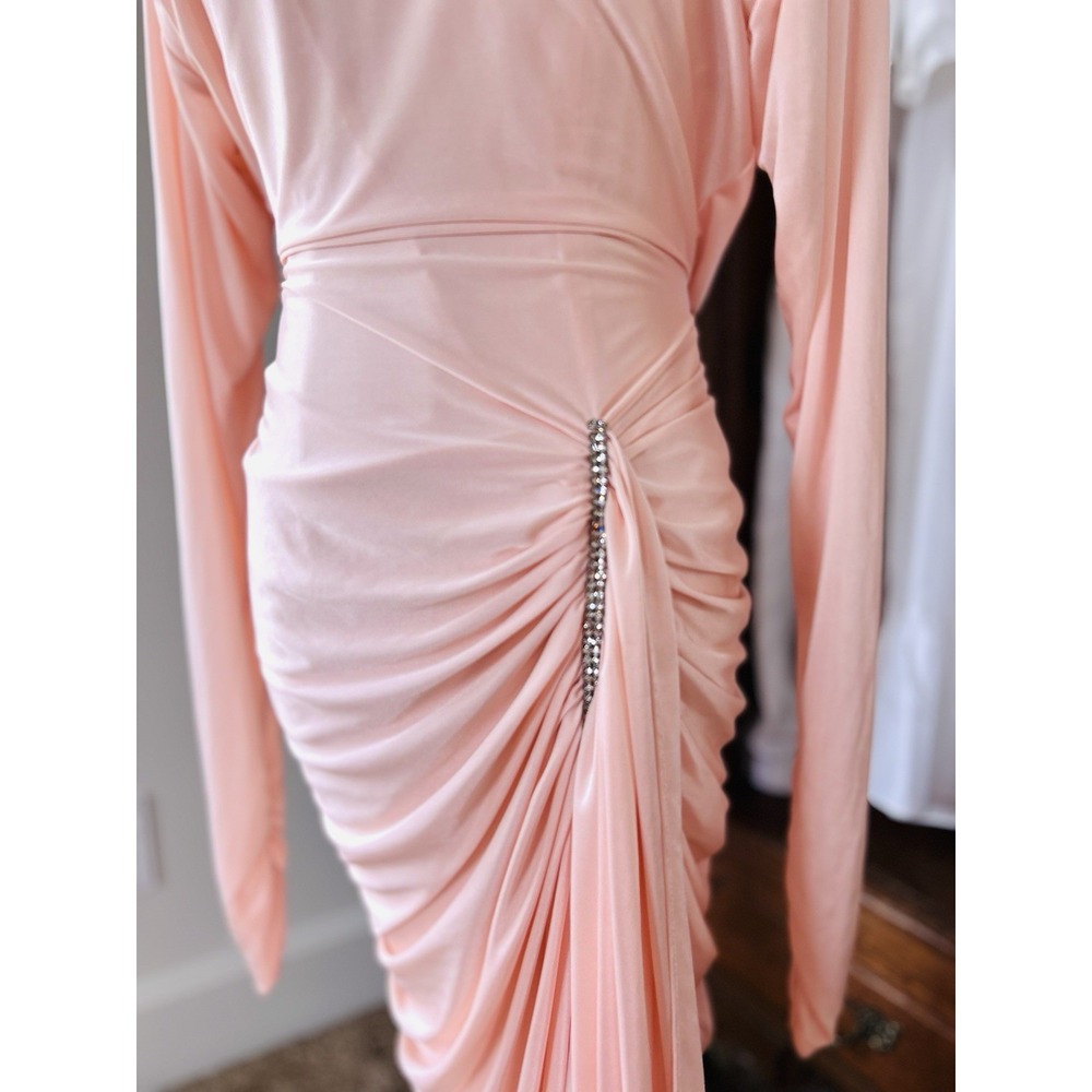 Vintage 70's Peach Draped Ruched Wrap Dress Size Small - Picture 5 of 8